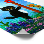 Funny Tuxedo Cat Birdhouse Mouse Creationarts Poster (Ecke)