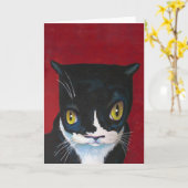 Funny Tuxedo Cat Card Karte (Gelbe Blume)