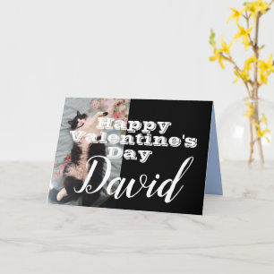 Funny Tuxedo Cat Happy Valentine's Day Name Card Karte