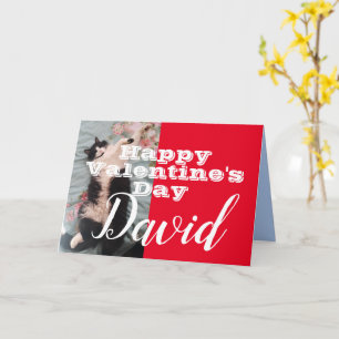 Funny Tuxedo Cat Happy Valentine's Day Name Card Karte