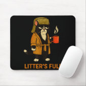 Funny Tuxedo Cat “litter’s Full” Coffee, Cat Parod Mousepad (Mit Mouse)