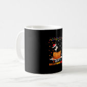 Funny Tuxedo Cat On Pumpkin Happy Hallothanksmas Kaffeetasse (Vorderseite Links)