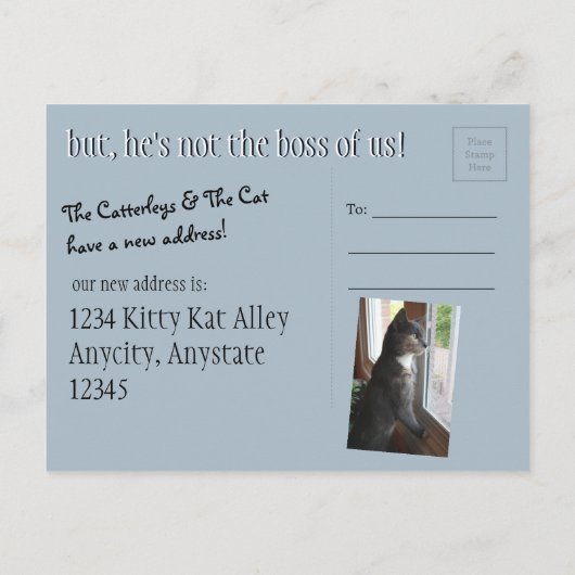 Funny Tuxedo Cat on Roof Moving Ankündigung (Rückseite)