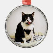 Funny Tuxedo Cat Ornament (Vorne)