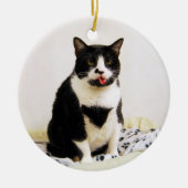 Funny Tuxedo Cat Ornament (Vorne)