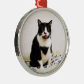 Funny Tuxedo Cat Ornament Aus Metall (Rechts)