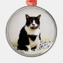 Funny Tuxedo Cat Ornament Aus Metall