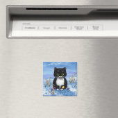 Funny Tuxedo Cat Winter Snow Creationarts Magnet (In Situ (Geschirrspüler))