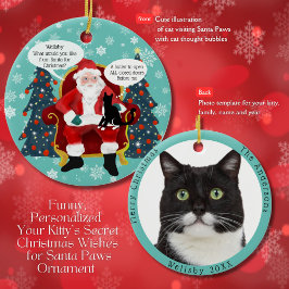 Funny Tuxedo Katze Besuchen Santa mit Unglaublich  Keramik Ornament