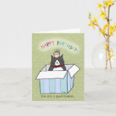 Funny Tuxedo Katze in einer Schachtel mit Kuchen G Karte (Gelbe Blume)