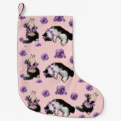 Funny Tuxedo Katze Pink Polka Dot Weihnachten Stru Kleiner Weihnachtsstrumpf (Vorderseite)