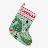 Funny Tuxedo Katze und Weihnachtsbaum Custom Kleiner Weihnachtsstrumpf (Vorderansicht (hängend))