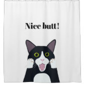 Funny tuxedo Katzenkatze Cartoon schöner Hintern Z Duschvorhang (Vorderseite)