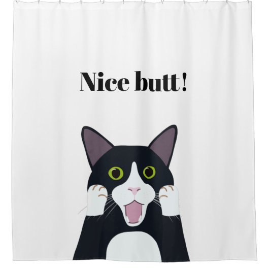 Funny tuxedo Katzenkatze Cartoon schöner Hintern Z Duschvorhang (Vorderseite)