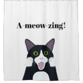 Funny tuxedo Katzenpuppe Cartoon Duschvorhang (Vorderseite)