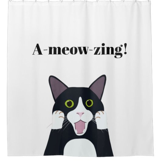 Funny tuxedo Katzenpuppe Cartoon Duschvorhang (Vorderseite)