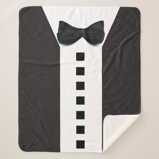 Funny Tuxedo 🎩 Minimalistisches Elegant Sherpadecke (Vorderseite)