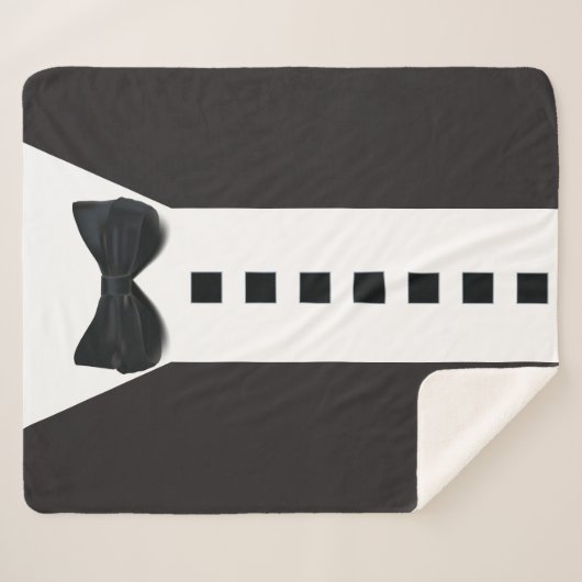 Funny Tuxedo 🎩 Minimalistisches Elegant Sherpadecke (Vorderseite (Horizontal))