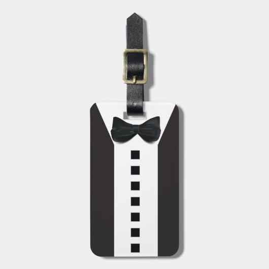 Funny Tuxedo 🎩 Schwarze Krawatte Formal Gepäckanhänger (Vorderseite vertikal)