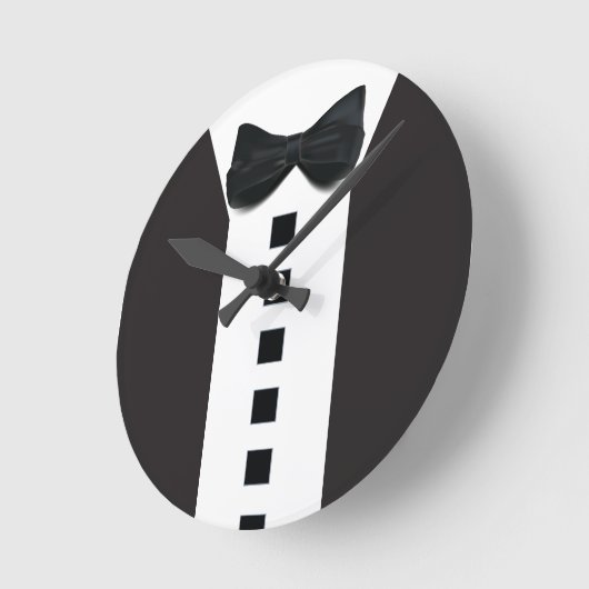 Funny Tuxedo 🎩 Schwarze Krawatte Formal Runde Wanduhr (Winkel)