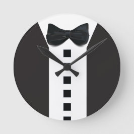 Funny Tuxedo 🎩 Schwarze Krawatte Formal Runde Wanduhr