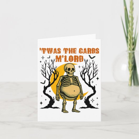 Funny Twas The Carbs M'lord Skeleton Retro Spooky Karte (Vorderseite)