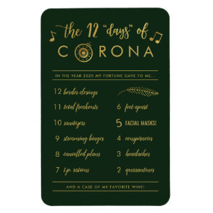 Funny Twelve Days Gold Green Holiday Magnet