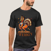 Funny Twerkey Twerking Turkey Dance Pilgrim Danke T-Shirt (Vorderseite)