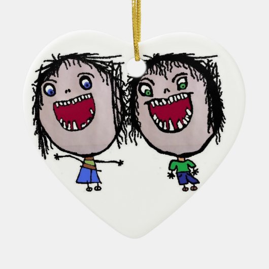 Funny Twin Christmas Keramikornament (Vorne)