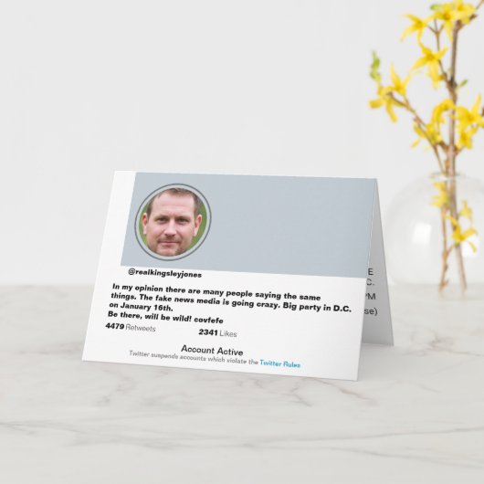 Funny Twitter Joke Post Überraschung Party Einladu Karte (Gelbe Blume)