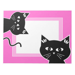Funny Two Black Cats Hot Pink Notizblock