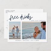 Funny Two Foto QR Code Wedding Save the Date Einladungspostkarte (Vorne/Hinten)