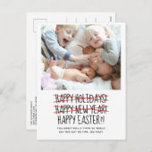 Funny Two Foto Verspätete Neujahrsferien Postkarte (Vorne/Hinten)