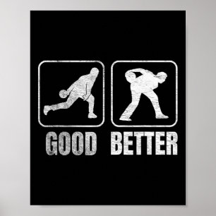 Funny Two Handheld Bowling Bowler Men Women Kids Poster