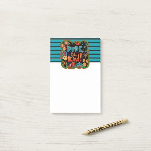 Funny Typ Sei freundlich lächelnd farbig Post-it Klebezettel (Auf Schreibtisch)