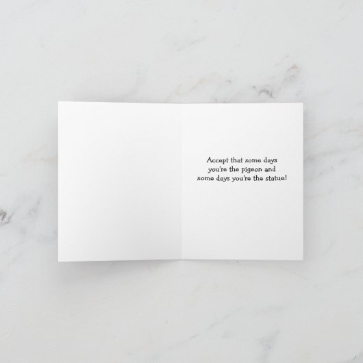 Funny Typ Wundern über die Taube oder die Statue Karte (Innenseite)