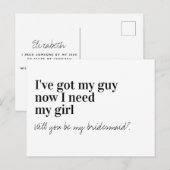 Funny Typografie Bridesmaid Vorschlag Ankündigungspostkarte (Vorne/Hinten)