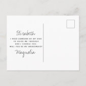 Funny Typografie Bridesmaid Vorschlag Ankündigungspostkarte (Rückseite)