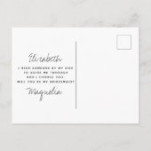 Funny Typografie Bridesmaid Vorschlag Ankündigungspostkarte (Rückseite)