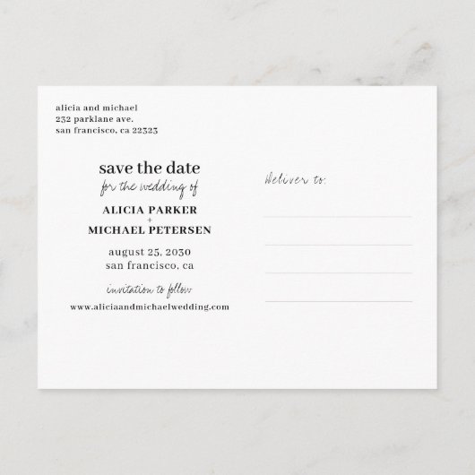 Funny Typografie große Party Hochzeit speichern Si Ankündigungspostkarte (Rückseite)