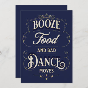 Funny Typografy Booze Food Dance bewegt Lässig Einladung