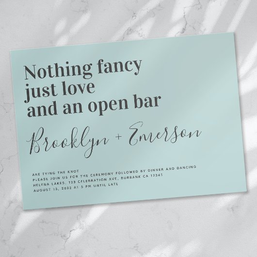 Funny Typografy Duck Egg Blue Wedding Einladung