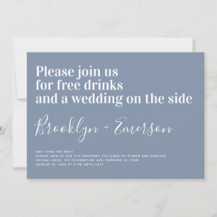 Funny Typografy Dusty Blue Wedding Einladung