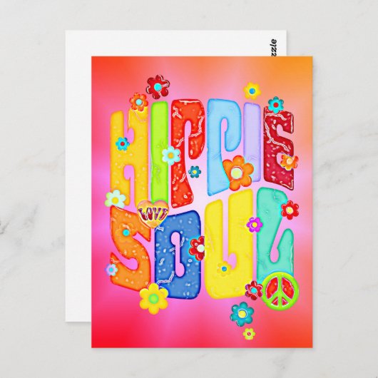 Funny Typografy - HIPPIE-SOUL 1 Postkarte (Vorne/Hinten)