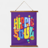 Funny Typografy - HIPPIE-SOUL 1 Wandteppich Mit Holzrahmen (Vorderseite)