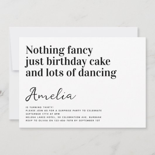 Funny Typografy Nothing Extravagant Birthday Party Einladung (Vorderseite)
