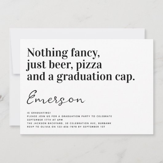 Funny Typografy Nothing Extravagant Grad Party Einladung (Vorderseite)