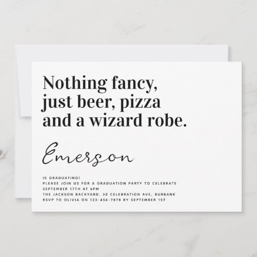 Funny Typografy Nothing Extravagant Grad Party Einladung (Vorderseite)