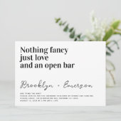 Funny Typografy Nothing Extravagante Foto Wedding Einladung (Stehend Vorderseite)