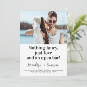 Funny Typografy Nothing Extravagante Foto Wedding Einladung (Stehend Vorderseite)